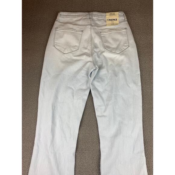 L‘Agence Women’s Sz 27 White Distressed Fringe High Rise High Line Skinny Jeans - Picture 13 of 14